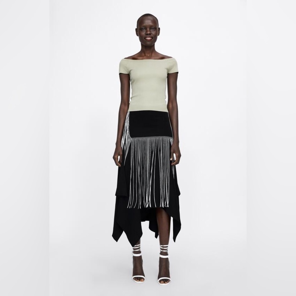 Zara STRAIGHT NECK TOP Size Medium